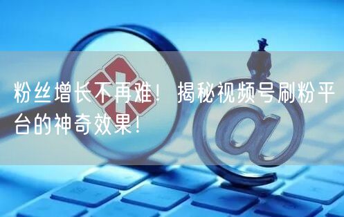 粉丝增长不再难！揭秘视频号刷粉平台的神奇效果！