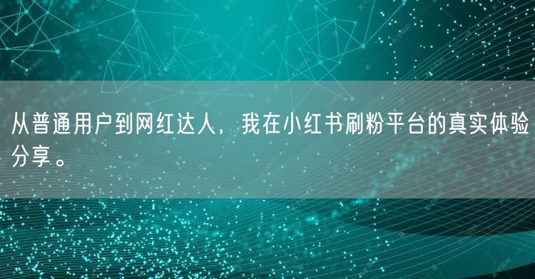 从普通用户到网红达人，我在小红书刷粉平台的真实体验分享。
