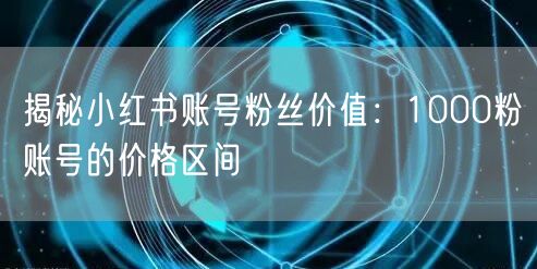 揭秘小红书账号粉丝价值：1000粉账号的价格区间