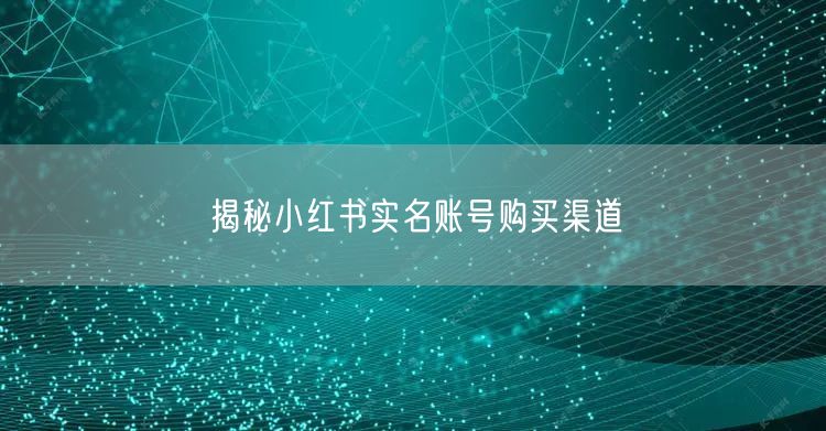 揭秘小红书实名账号购买渠道